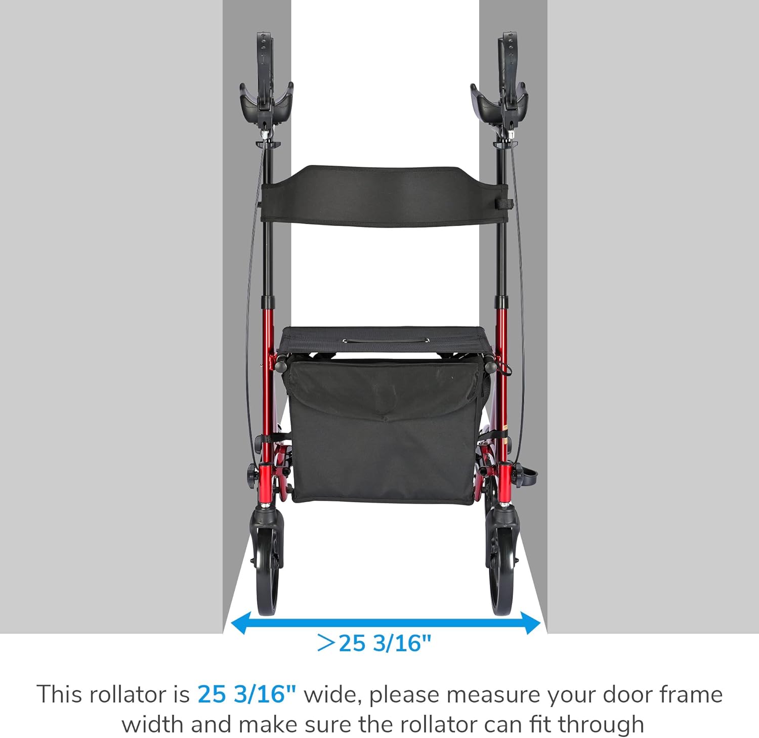 AW Stand Up Folding Rollator Upright Rollator Walker Armrest Walker 300 Lbs 4 Wheels Seat Padded Lightweight