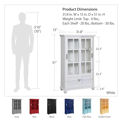 Ameriwood Home Aaron Lane Bookcase with Sliding Glass Doors, Red