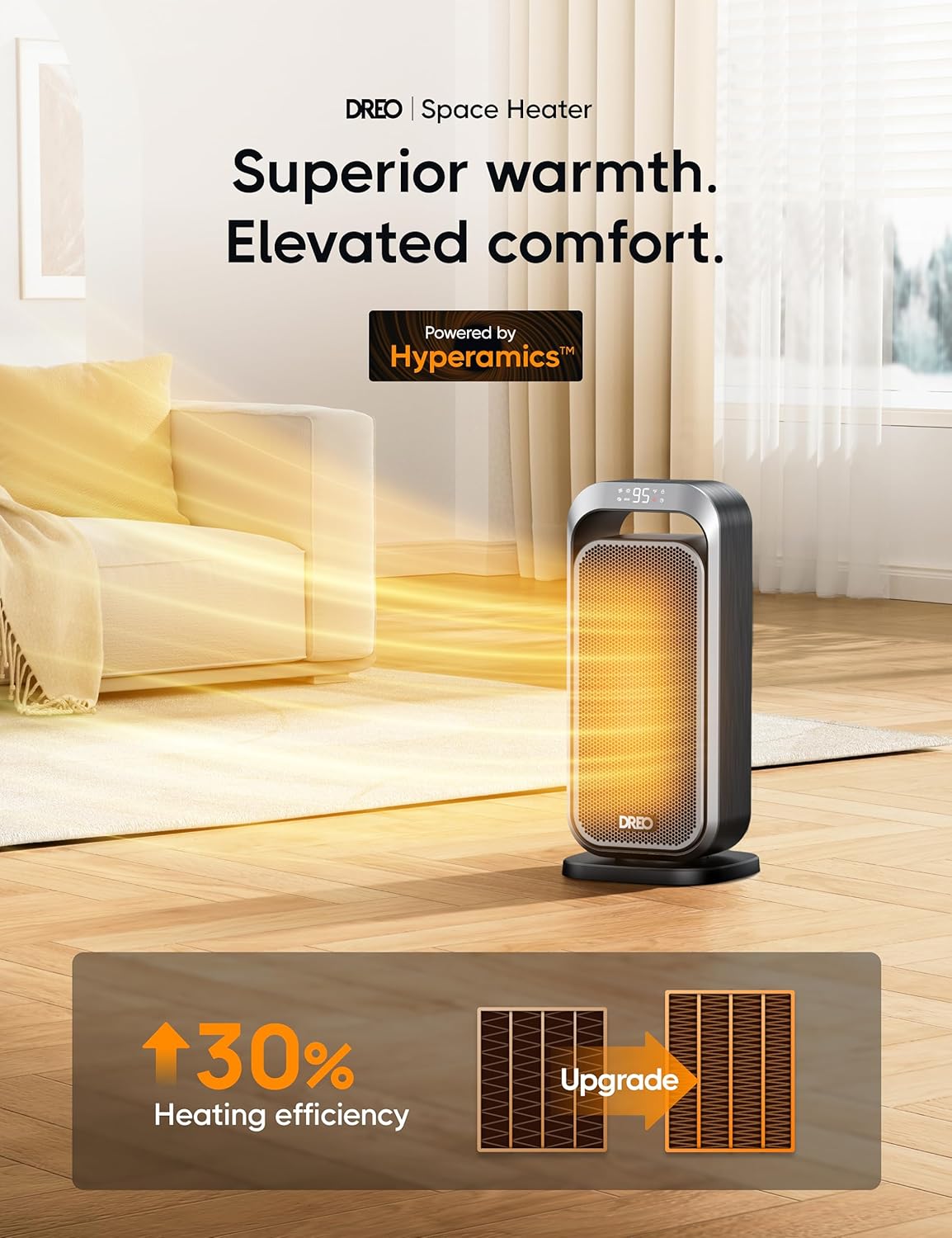 Dreo 1500W Oil Filled Radiator and 15 Inch Portable Heaters Bundle with Remote Control, Safety Features