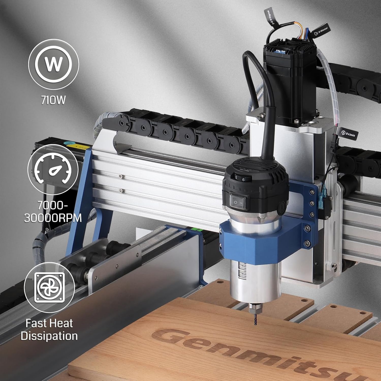 Genmitsu 3030-PROVer MAX CNC Router Machine + 710W CNC Spindle Motor with 65mm Diameter
