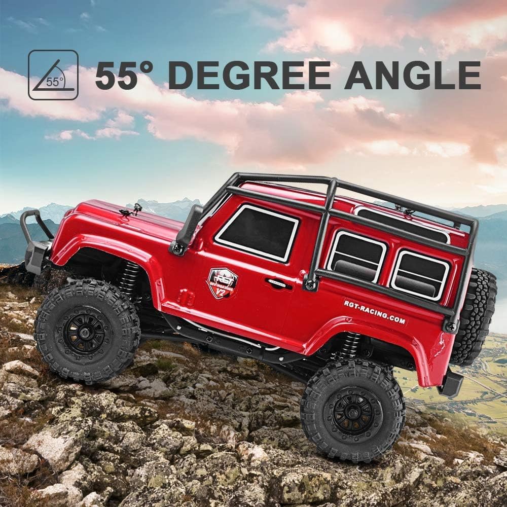 RGT RC Crawler 1:24 Scale 4WD Off Road RC Car Mini Monster Truck Hobby Crawler Cruiser RTR 4X4 Waterproof Rock Crawler Red