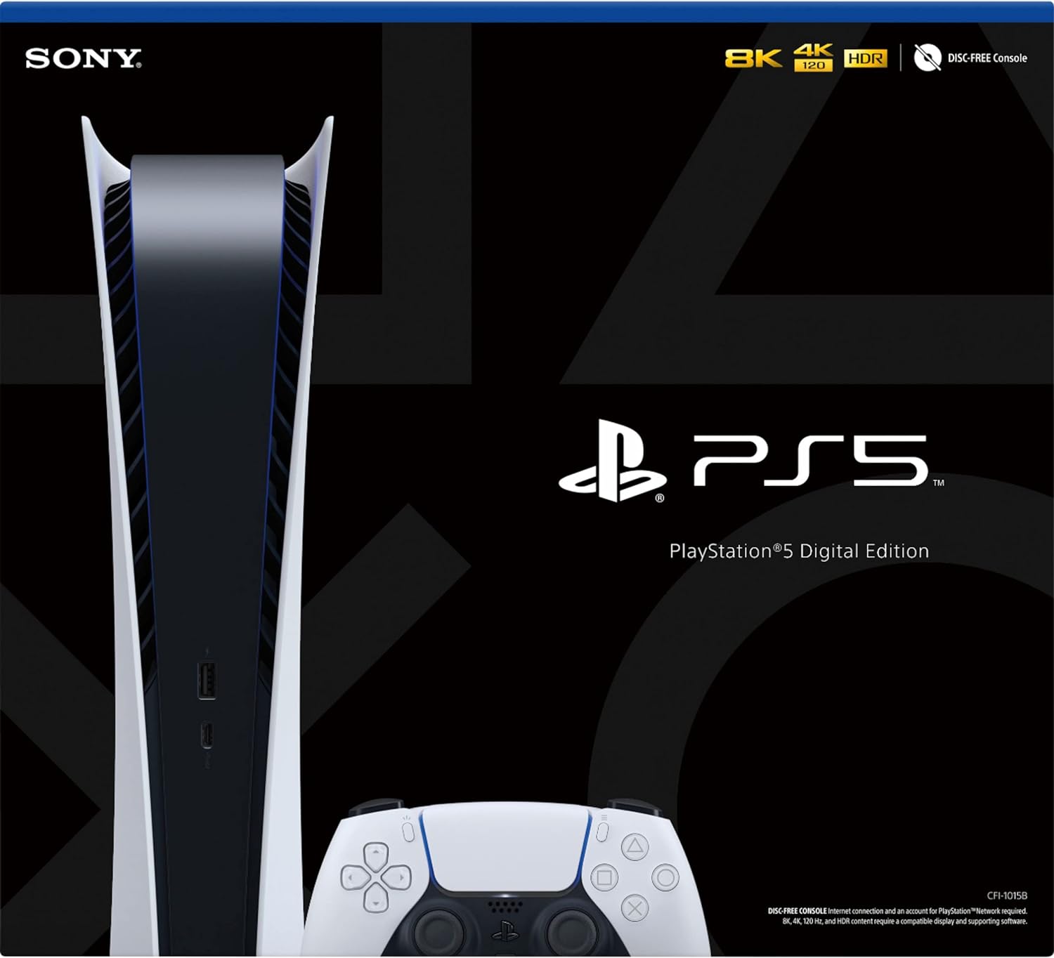 Sony PS5 Playstation 5 Digital Edition Gaming Console - x86-64-AMD Ryzen Zen 8 Cores, 16GB GDDR6, 600GB SSD, 120Hz 8K Output, HDR 4K TV Gaming, WiFi 6, BT 5.1