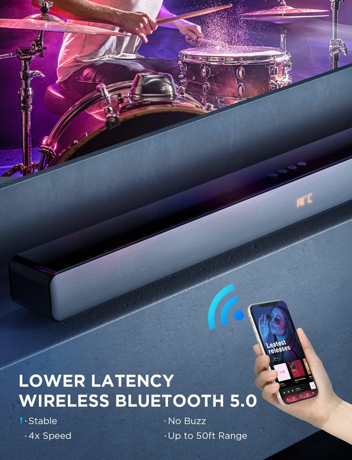 XZJX Direct SoundBars for TV Speaker 100W, 3D Surround Sound, Enhanced Deep Bass 2.0ch, HDMI-ARC & Bluetooth Sound Bars with 9 EQ Mode, CEC Remote, Works 4K HD Smart TV, Optical, AUX, USB Pack of 2