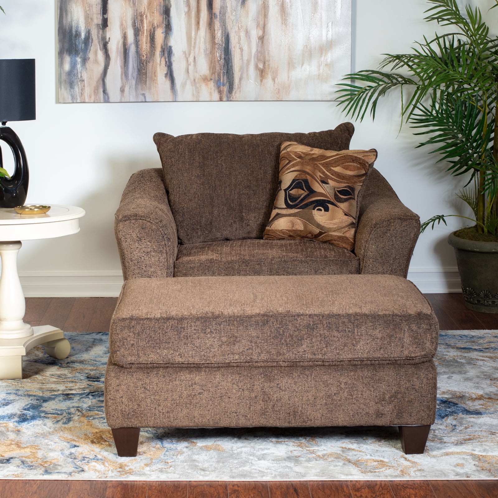 Roundhill Furniture Camero Pillowback 4-Piece Sofa Set, Fabric, Chocolate Color