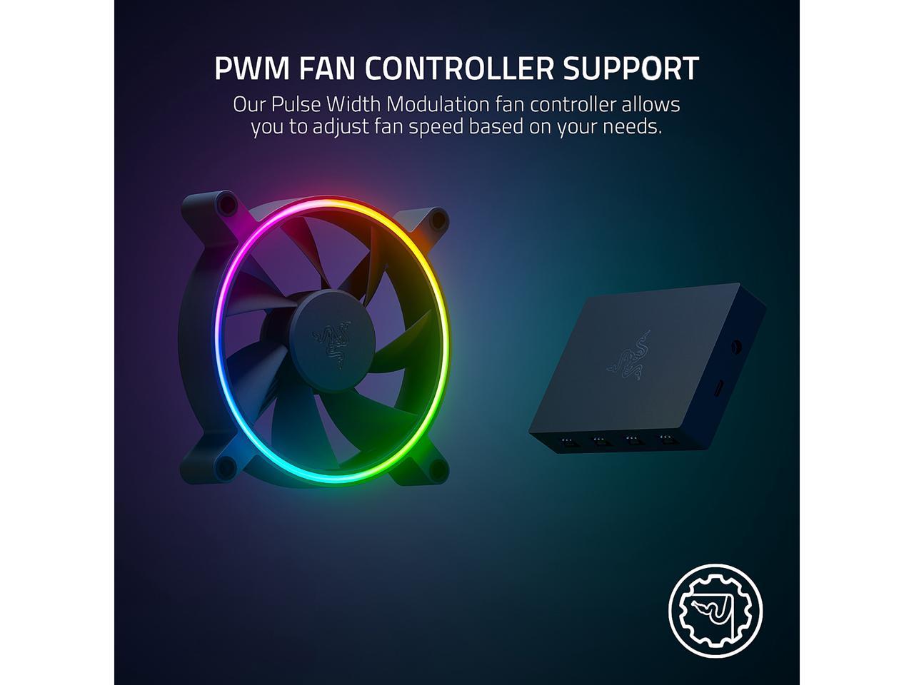 Razer Kunai Hydraulic 140MM aRGB PC Fan: Quiet, Powerful aRGB Fans - PWM Fan Controller Support & Connect Up to 8 Fans - Powered by Razer Chroma RGB - 3 Fans