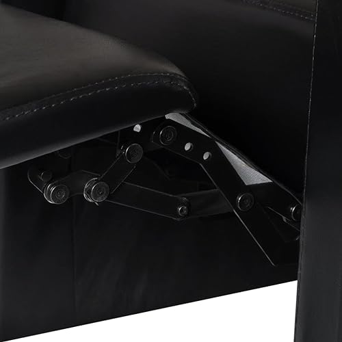 2-Seater Home Theater Recliner Sofa Black Faux Leather,Modern Reclining Armchair with Builtin Cup Holder for Living Room and Office Living Room Armchairs, Recliners & Sleeper Chairs
