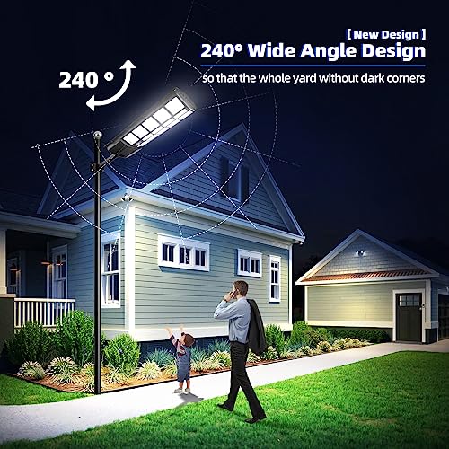 Solar Street Lights Outdoor: Dusk to Dawn Solar Parking Lot Lights with 3 Modes Motion Sensor Remote Control, Security Waterproof Commercial Solar Lights for Outside, Yard, Garage, Driveway