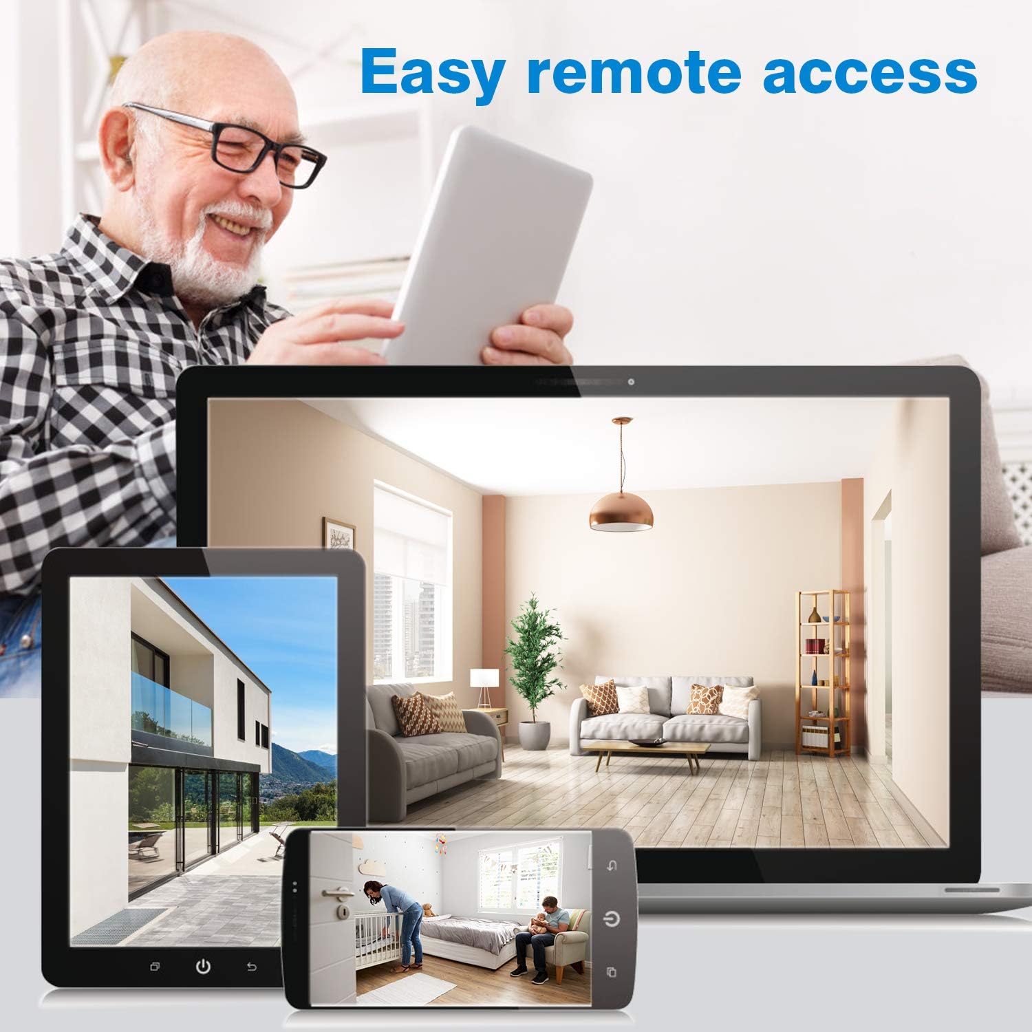 Home Security Camera System Wireless Security Camera System with 8CH NVR 4Pcs 1080P 1 Way Audio Night Vision Remote View Motion Detection Waterproof NO Hard Drive