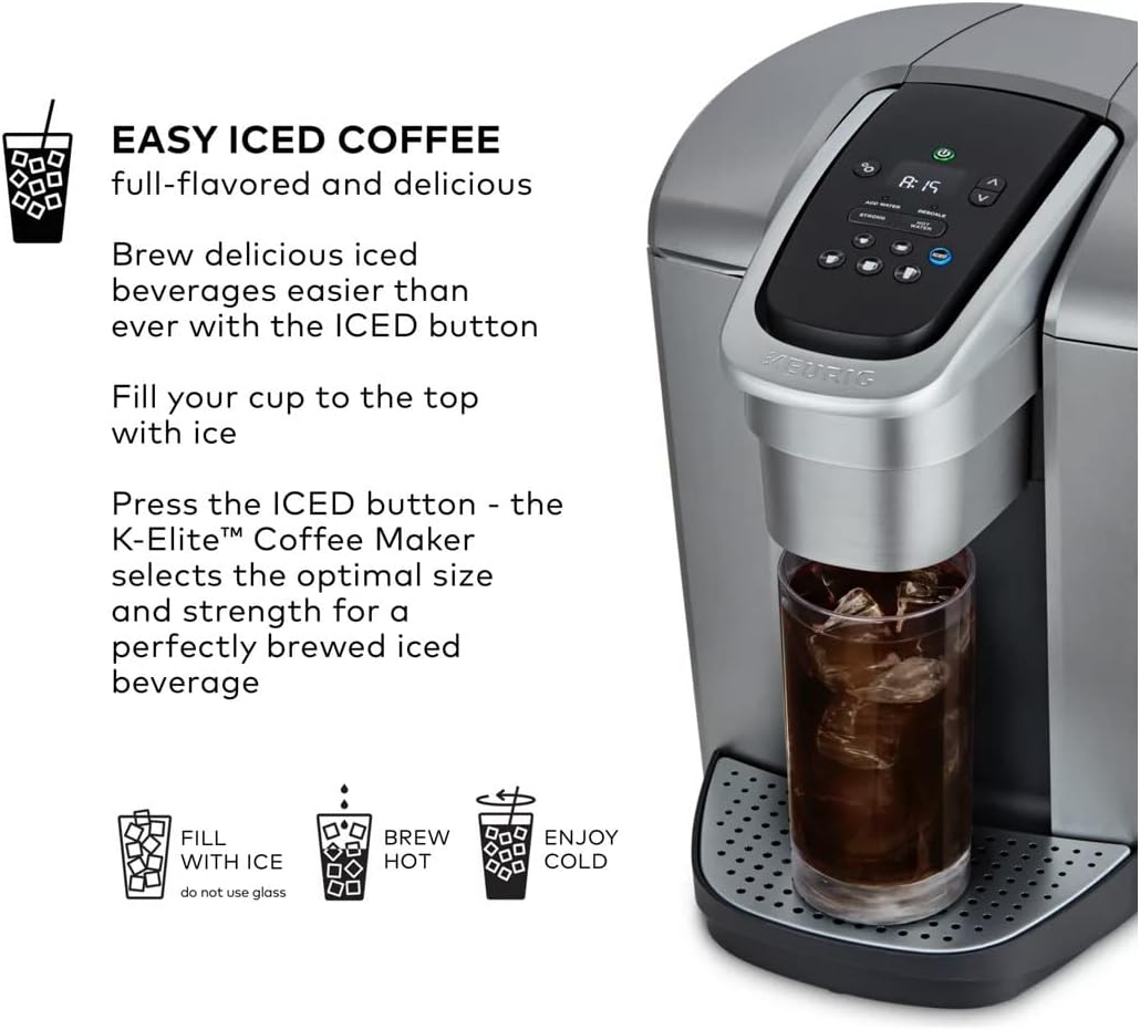 Keurig K-Elite Single Serve K-Cup Pod Programmable Coffeemaker (Brushed Silver)