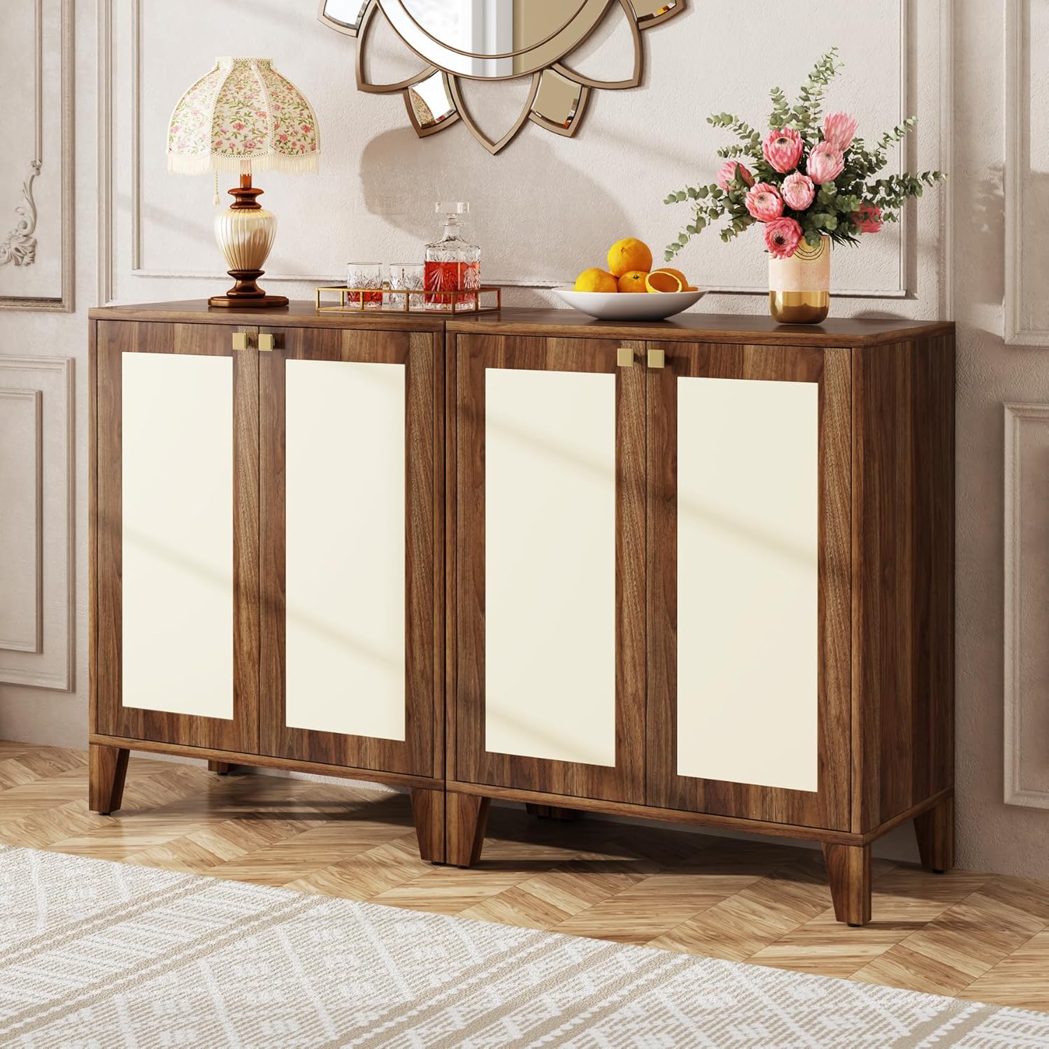 Tribesigns Buffet Cabinet with Storage, 59" Wood Sideboard Cabinet with 4 Doors and Adjustable Shelves, Coffee Bar Cabinet Credenza Storage Cabinet for Kitchen, Dining Room, Living Room, Rustic Brown