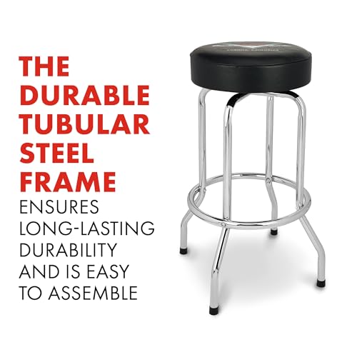 Fender Custom Shop Chevron Logo Swivel Barstool, Great Gifts for Dad, with 1 Year Limited Warranty, Simple Assembly, Black/Black, 24"