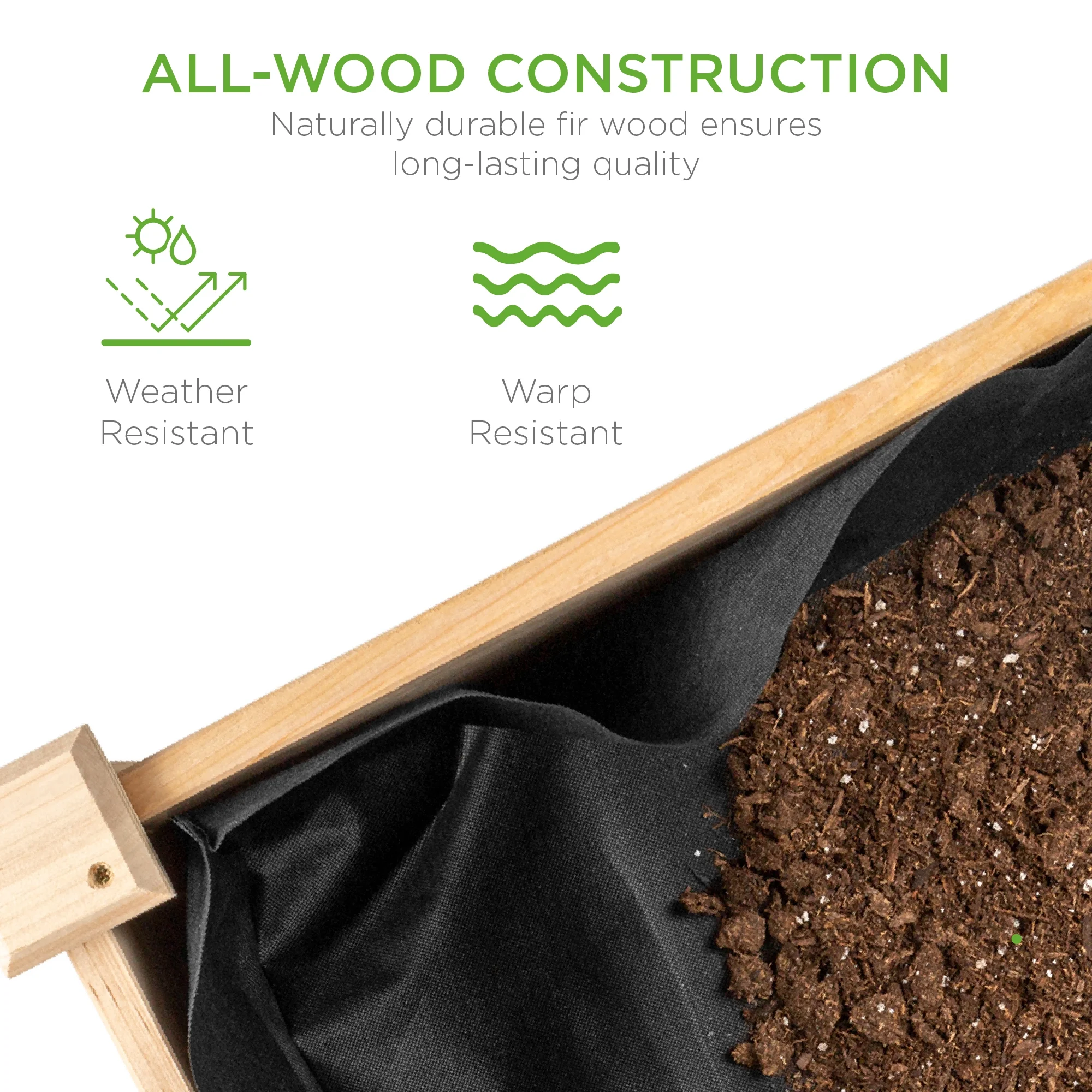 Best Choice Product 48x24x30in Raised Garden Bed, Elevated Wooden Planter for Yard w/ Foot Caps, Liner - Natural - Curated Treasures Market