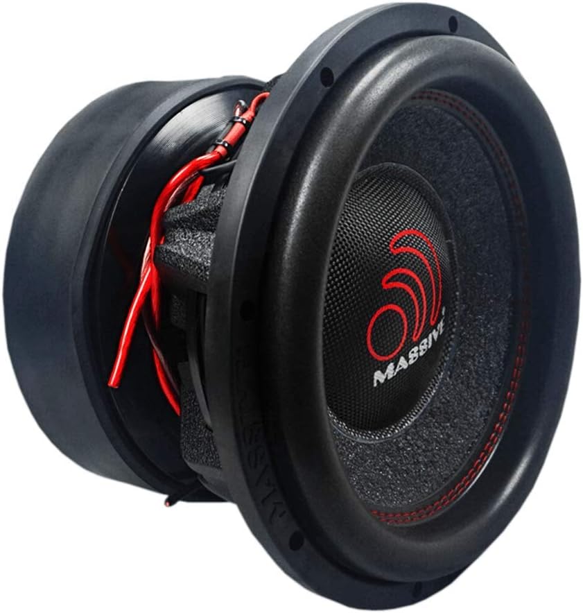 Massive Audio HIPPOXL84R - 8 Inch Car Audio Subwoofer, High Performance Subwoofer for Cars, Trucks, Jeeps - 8" Subwoofer 900 Watt RMS, 1800w MAX Dual 4 Ohm, 2.5 Inch Voice Coil. Sold Individually