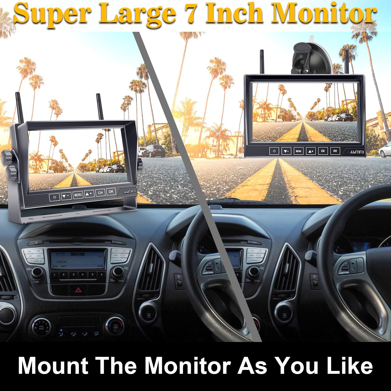 AMTIFO A7 HD 1080P Digital Wireless Backup Camera with 7 Inch DVR Monitor Newest Version High-Speed Rear View Observation System Stable Signals for RVs,Trucks,Trailers,5th Wheels IR Night Vision