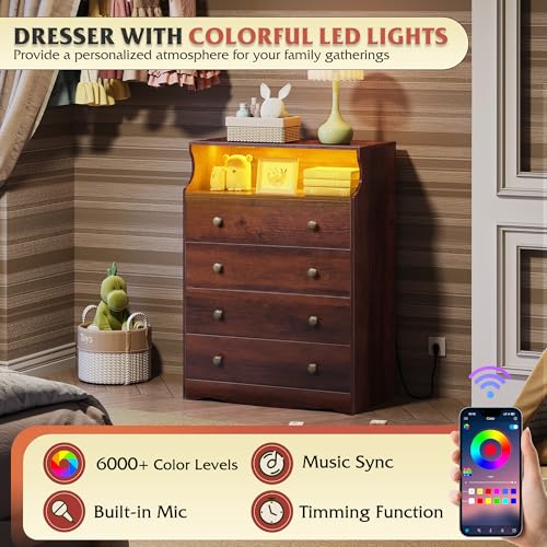 WLIVE Wood Dresser with 5 Drawers, Black Wooden Storage Cabinet, Organizer Drawers for Bedroom, Living Room, Hallway, Measuring 15.75" W * 31.50" D * 45.35" H ﻿