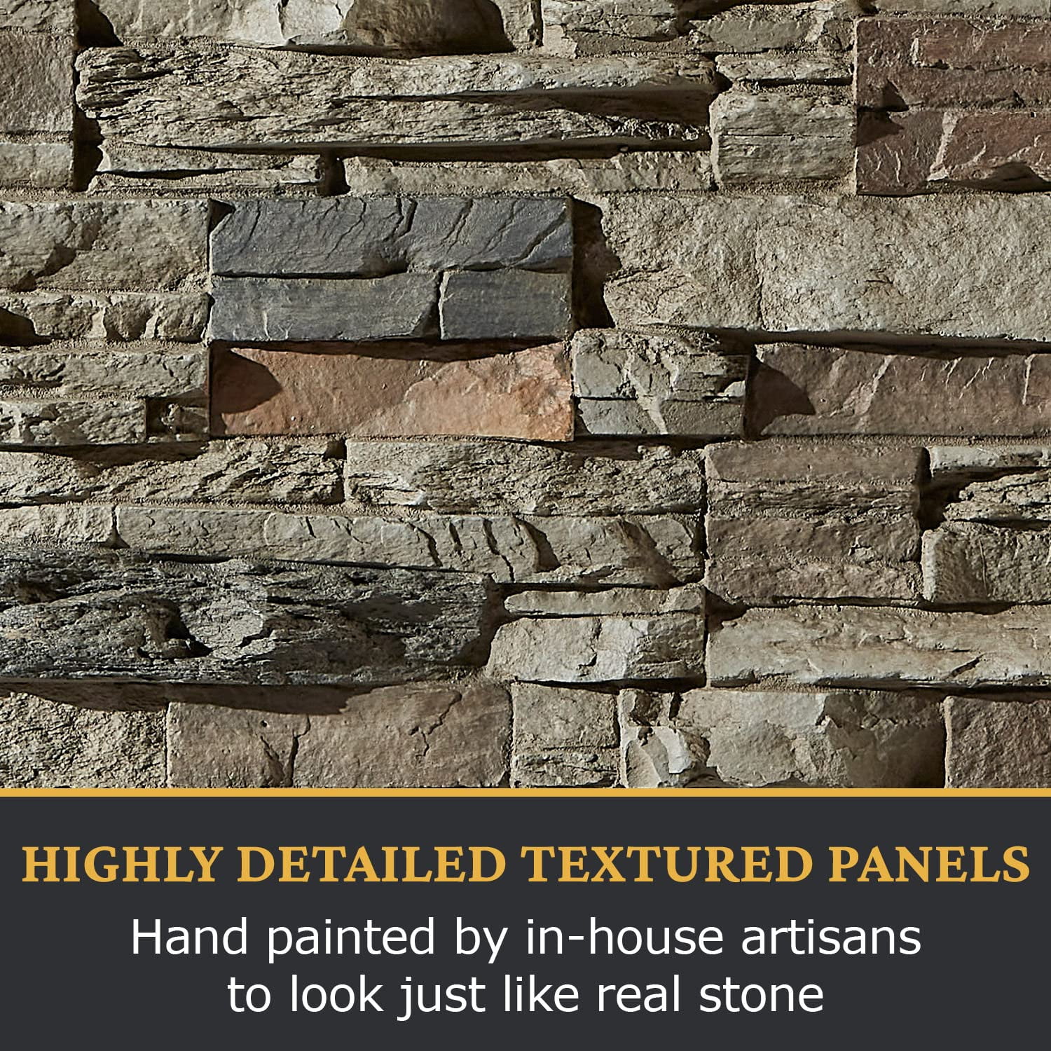 Faux Stacked Stone 3D Textured Wall Panel Sample | Sedona | 8"L x 8"H | Sample Size| Cambridge Gray