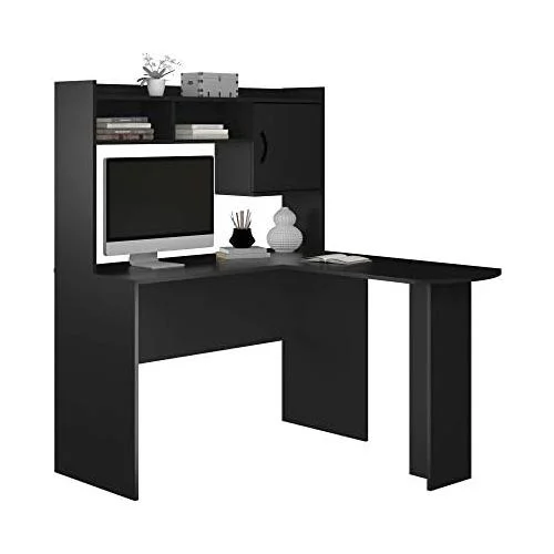 L-Shaped Desk With Hutch, Multiple Colors (L-Shaped Desk With Hutch, Espresso/Rustic Oak)