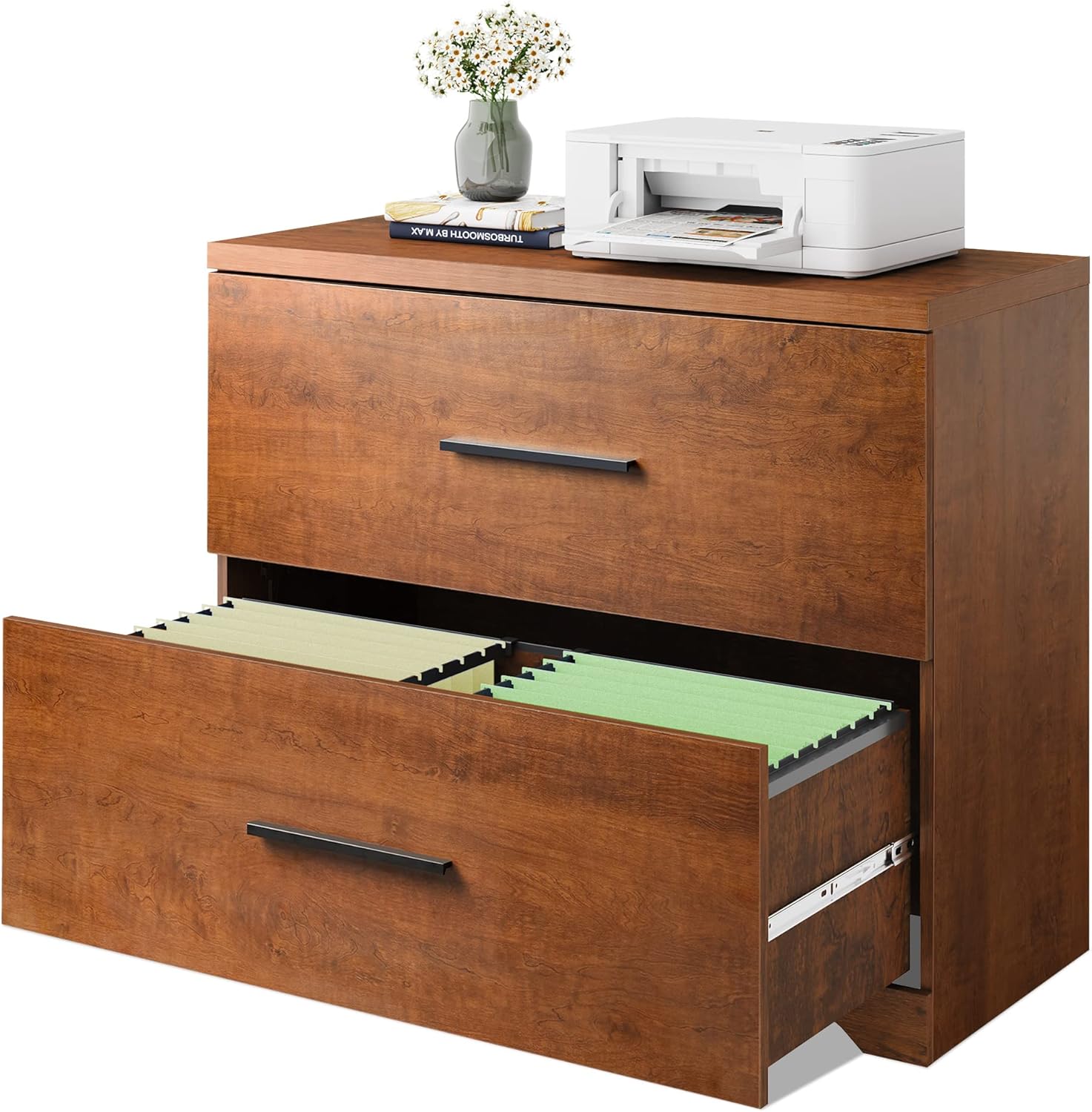 DEVAISE 2 Drawer Wood Lateral File Cabinet with Anti-tilt Mechanism, Storage Filing Cabinet for Home Office, Gray Oak