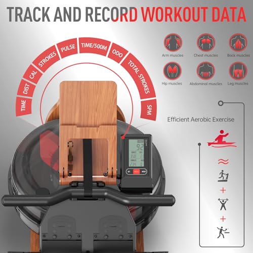 JOROTO Rowing Machines for Home Use, Foldable Rower Machine with Bluetooth Monitor, Tablet Holder Water Rowing Machine