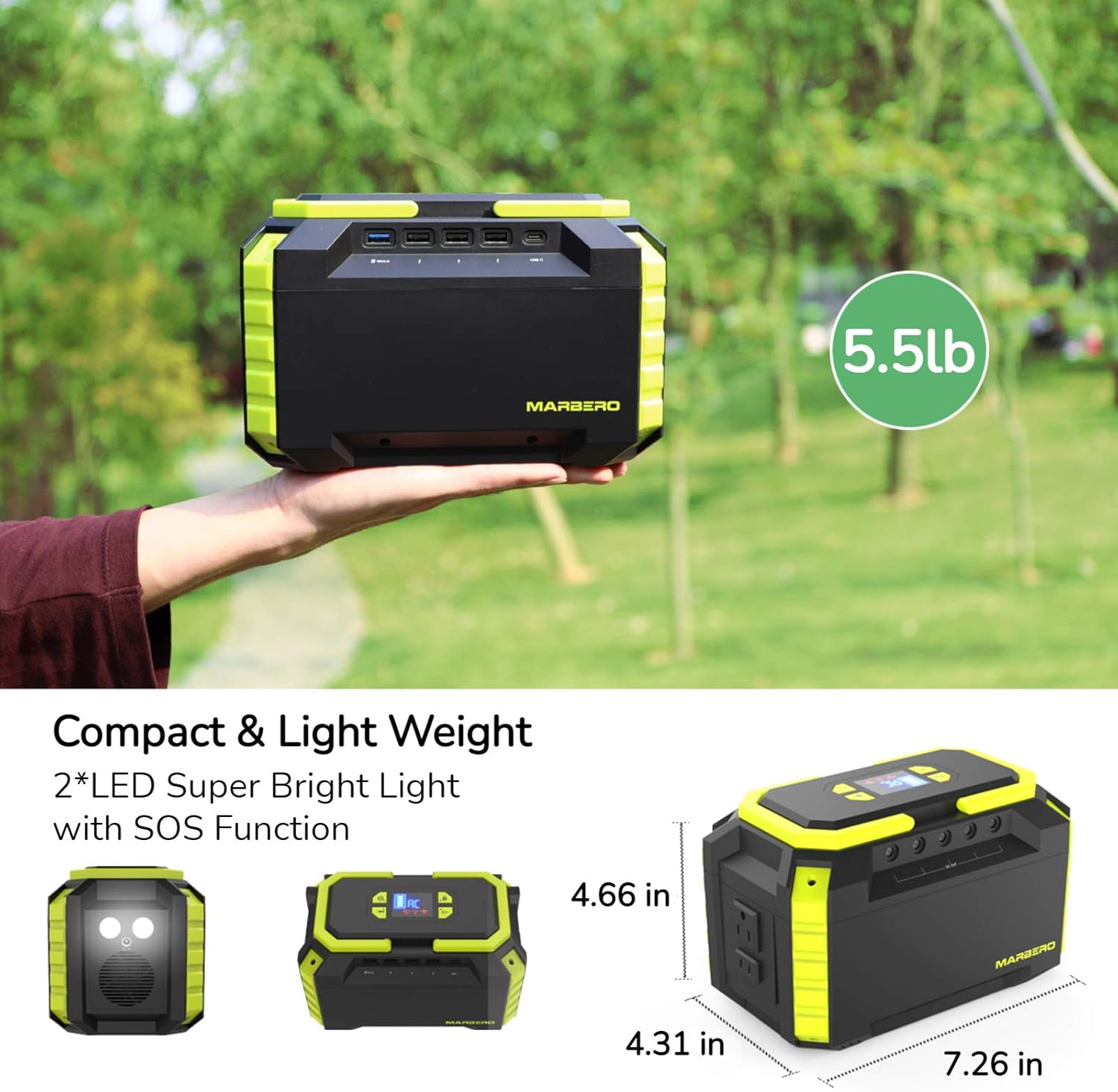 200W Portable Power Station 222Wh 60000mAh Backup Lithium Battery Power Supply Solar Generator(Solar Panel Not Included) with 2 110V AC Outlets/2 QC3.0 LED Flashlights for CPAP Home Camping Emergency Backup