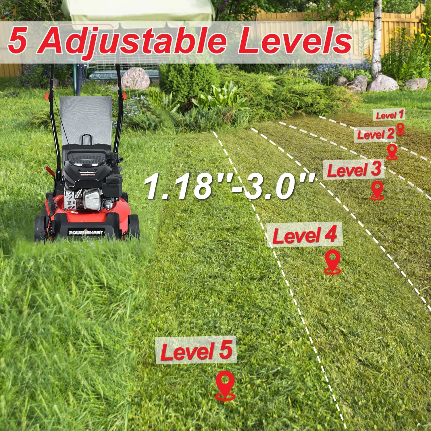 PowerSmart DB8617P 17 in. 3-in-1 Gas Push Lawn Mower