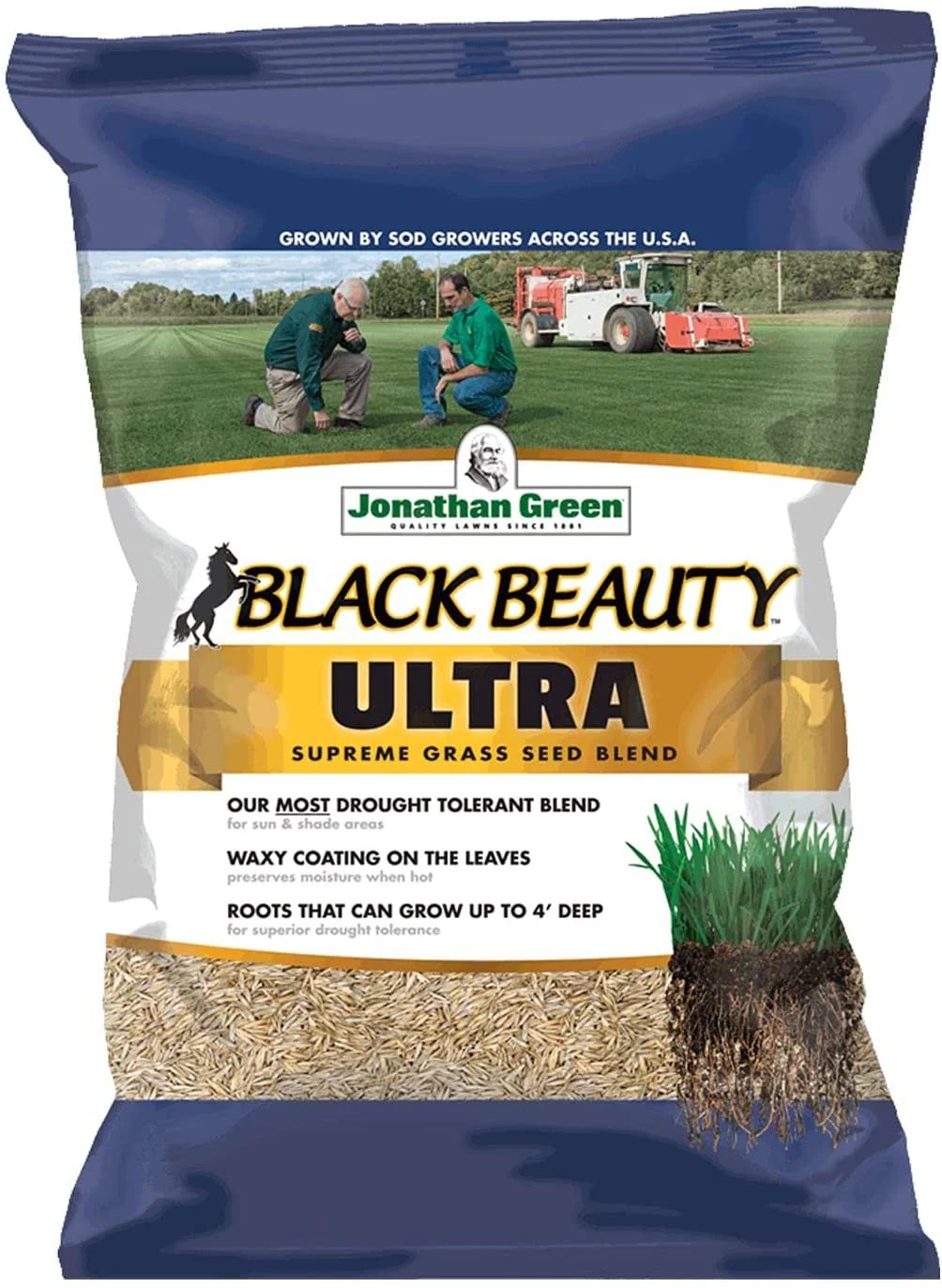 Jonathan Green 10323 Drought Tolerant Black Beauty Ultra Grass Seed Mix for Partial Shade Clay Soil Covers Up to 10,000 Square Feet, 25 Pounds 2 Pack