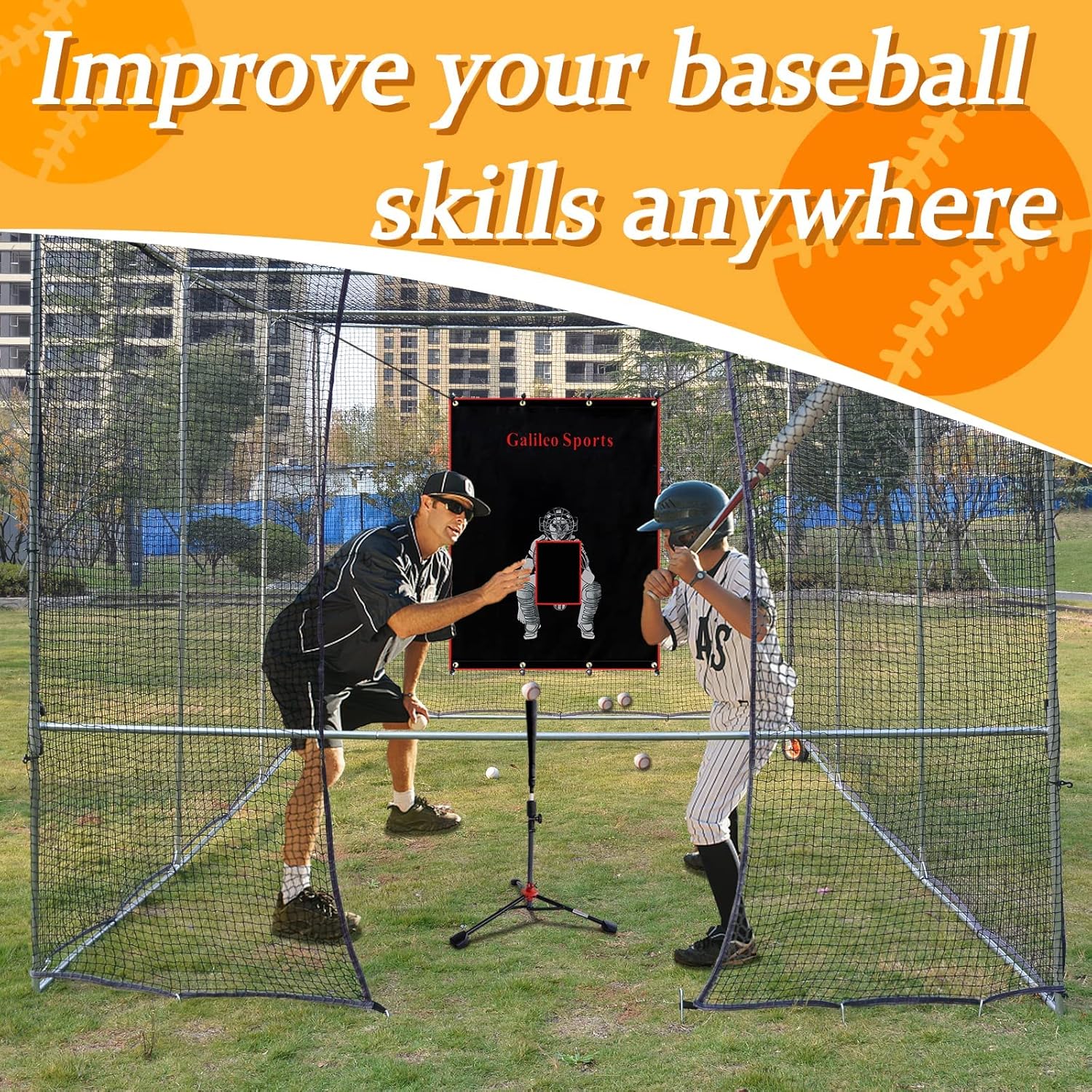 Batting Cage with Wheels,Baseball Batting Cage,Batting Cage with Wheels for Backyard,Mobile Baseball Batting Cage,Wheeled Batting Cage 16X10X8FT(5X3X2.5m)