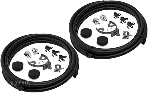 Vixen Air 200 PSI Heavy Duty Suspension/Air Ride/Bag/Train Horn Air Compressor/Pump with 3/8" Braided Hose, 3/8" NPT Check Valve and Remote Mount Air Filter Kit 12V Chrome (Dual Pack) VXC480CDP