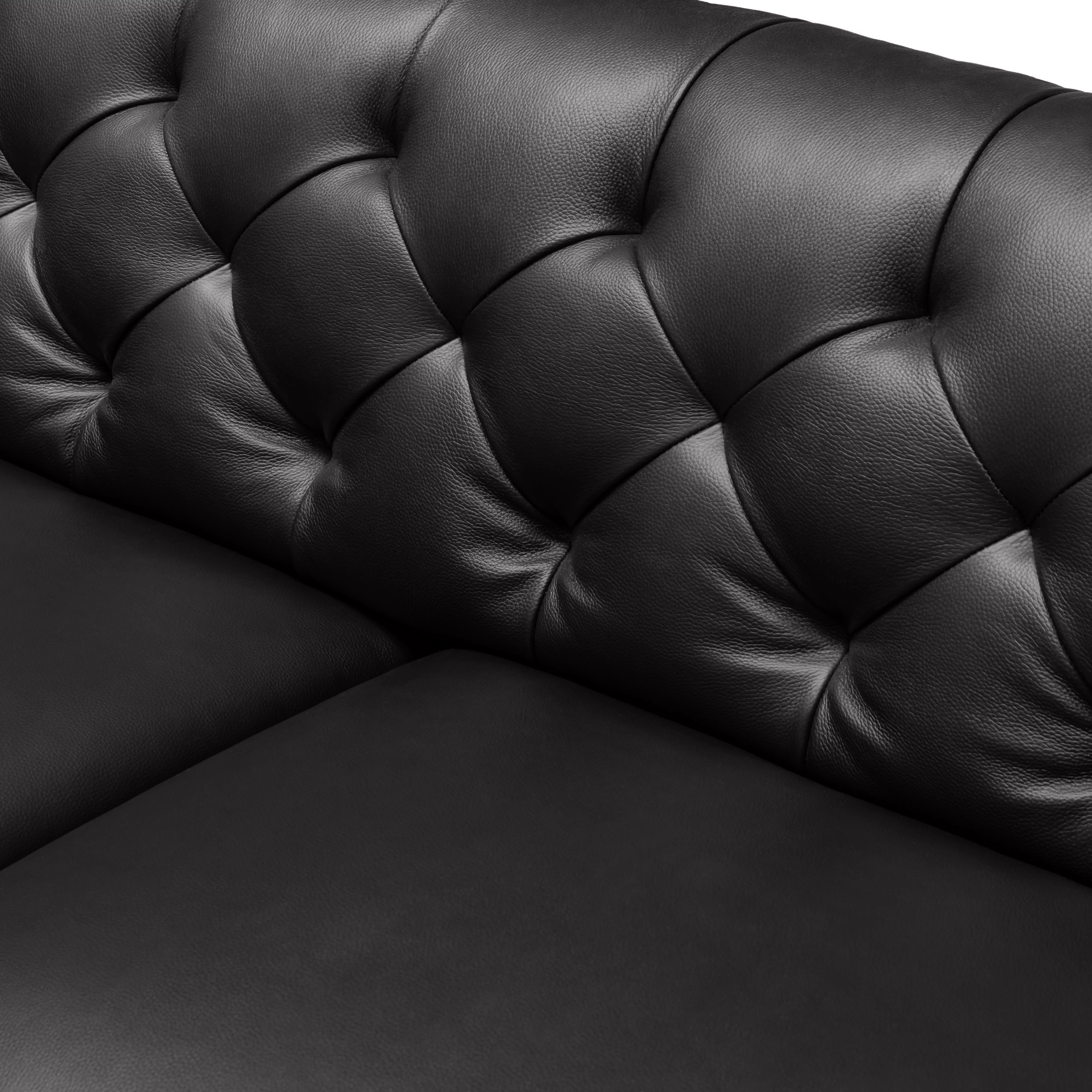 Devon & Claire Elizabeth 3-pc Leather Sofa and Chairs Set, Black