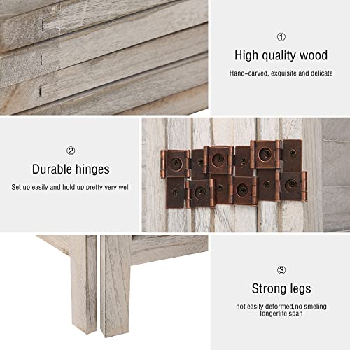 Babion 6 Panel Room Divider, Wood Room Divider Temporary Wall, Extra Wide Folding Room Dividers and Privacy Screens, Room Dividers for Bedroom Studio Apartment Dorm(Beige)
