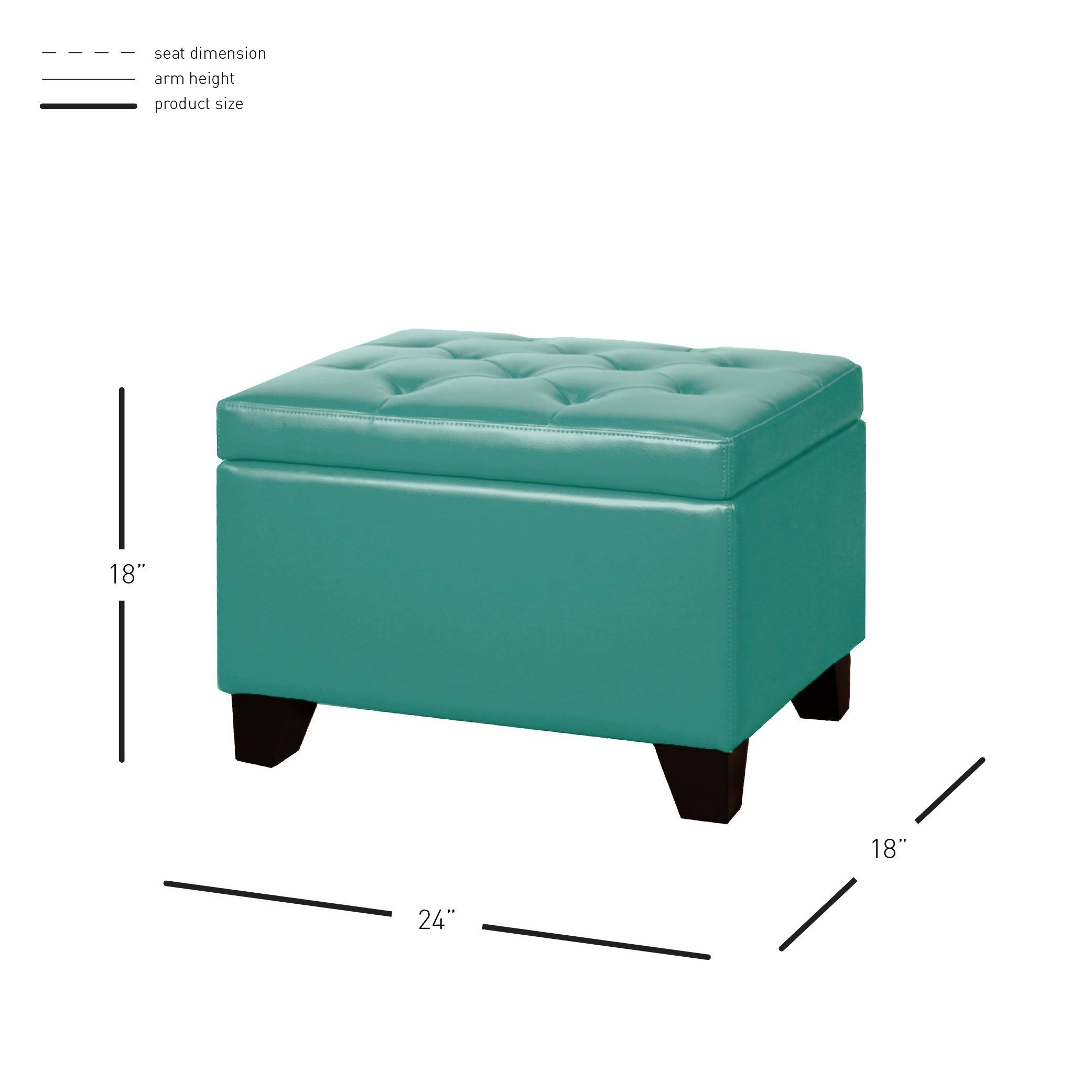 New Pacific Direct Julian Rectangular Bonded Leather Storage Ottoman - Turquoise