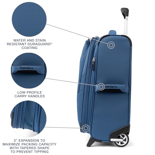 Travelpro Maxlite 5 Softside Expandable Upright 2 Wheel Carry on Luggage, Lightweight Suitcase, Men and Women, Burgundy, Carry On 22-Inch
