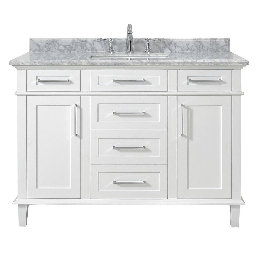 Home Decorators Collection Sonoma 48 in. W x 22 in. D Vanity in White with Carrara Marble Top with White Sinks