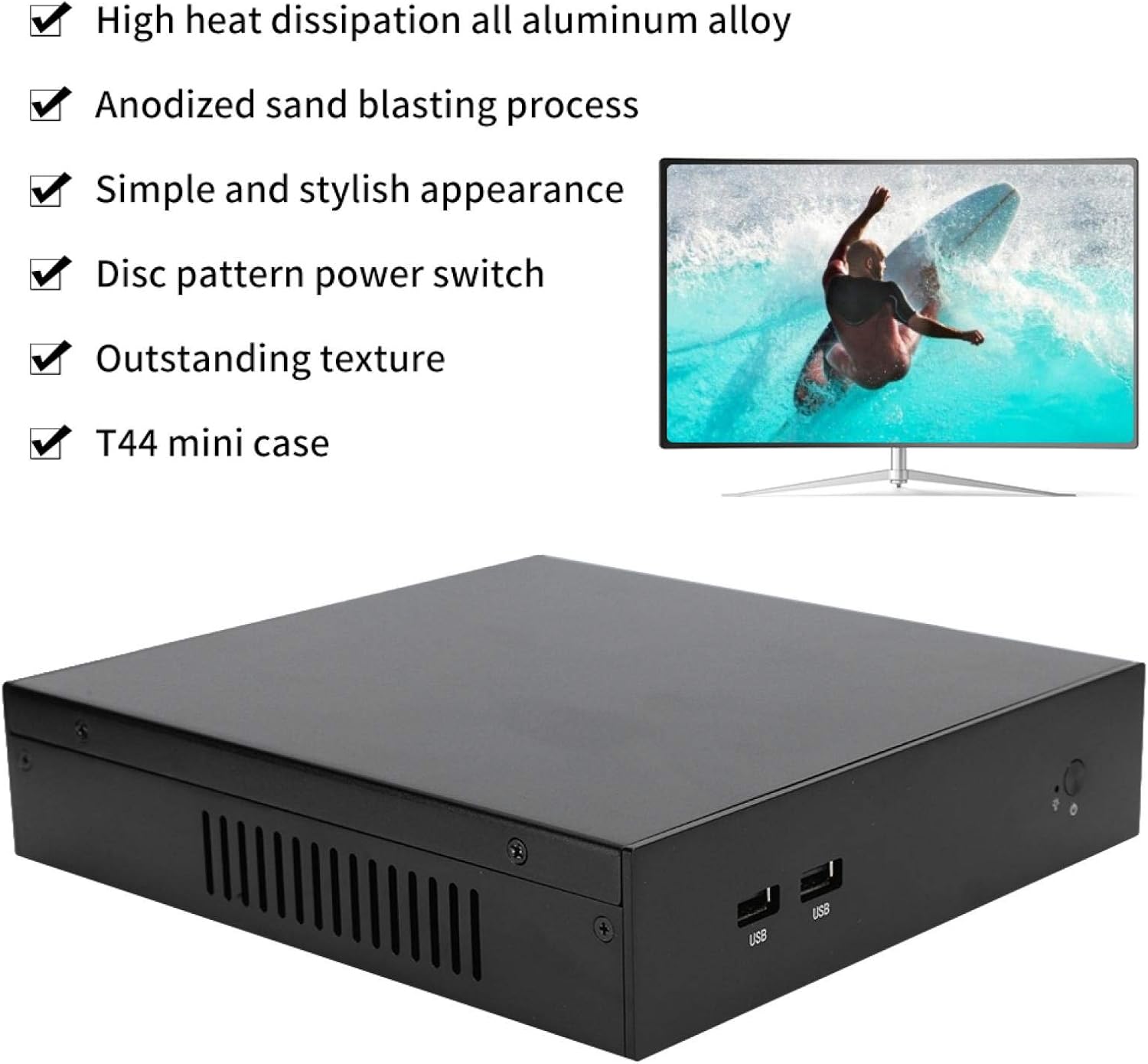 125 Mini-ITX Slim Profile Compact Small Form Factor Computer Case, HTPC Case Home Theater Computer ITX Mini Motherboard Desktop Computer Case T44