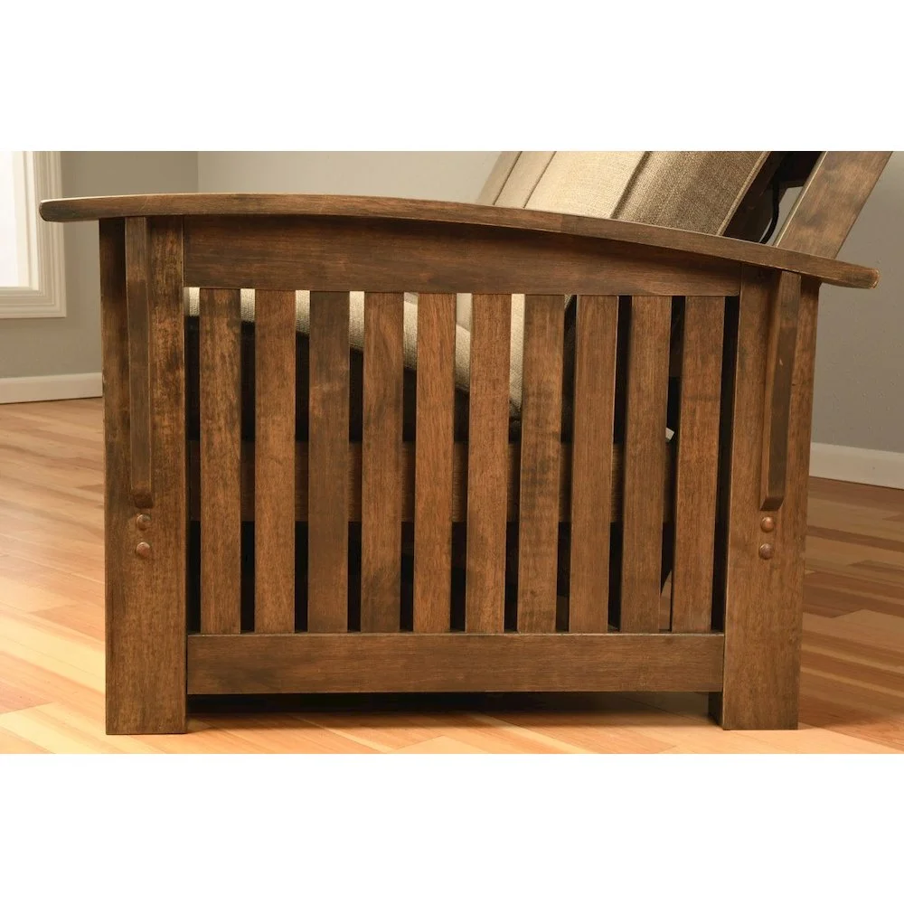 Kodiak  Washington Rustic Walnut Futon Frame with Suede Peat Mattress & Storage Drawers - Full Size