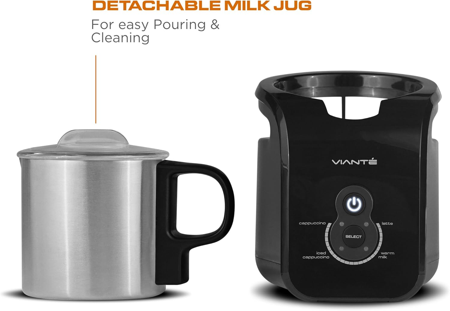 Electric Milk Frother, Warmer & Steamer. Automatic Hot & Cold Functions for Making Lattes, Hot and Cold Cappuccinos, Hot Chocolate, etc. Removable Frothing Container. Dishwasher safe Pack of 2