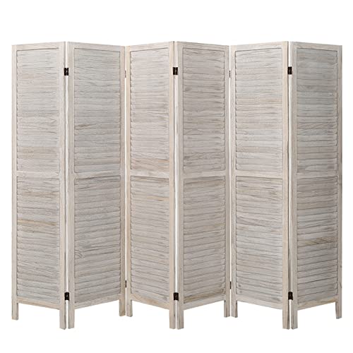 Babion 6 Panel Room Divider, Wood Room Divider Temporary Wall, Extra Wide Folding Room Dividers and Privacy Screens, Room Dividers for Bedroom Studio Apartment Dorm(Beige)
