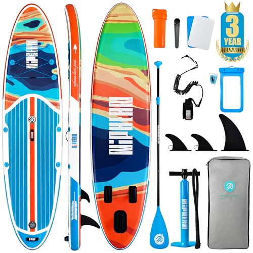 Niphean Inflatable Stand Up Paddle Board with SUP Accessories, Anti-Slip EVA Deck, 10’6’’ Inflatable Paddle Boards for Adults & Youth of All Skill Levels
