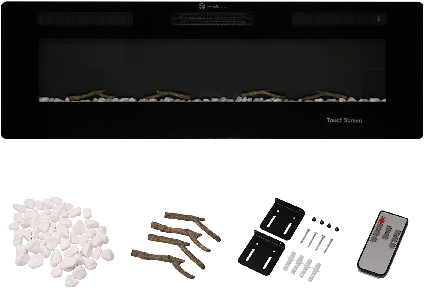 Electric Fireplace, 60 inch Recessed Wall Mounted Fire Place Heater with Remote Control Timer LED Adjustable Flame for Living Room Bedroom