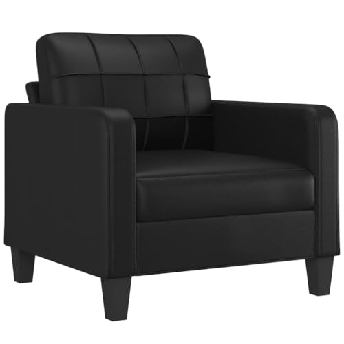 2-Seater Sofa,Upholstered Sofas,Casual Sofas,Seating Furniture,Reception Sofas,Centre Sofas,Home Decor,for Living Room, Bedroom,Salon,Lounge, Black 55.1" Faux Leather