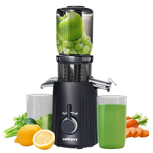 Cold Press Juicer,celiberry Slow Masticating Juicer Machines with 4.1"Large Feed Chute Fit Whole Vegetable and Fruit,Easy Clean Self Feeding Juice Extractor,Quiet Motor Juicer Machine