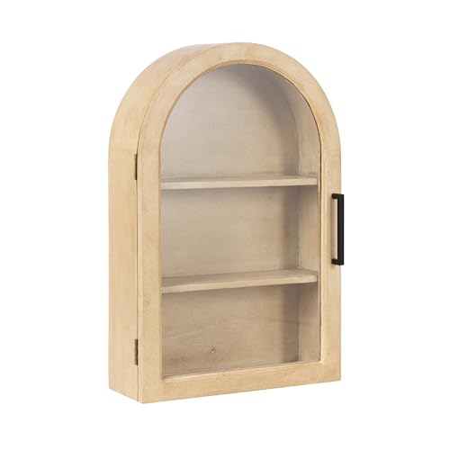 Kate and Laurel Arcott Modern Arch Wall Cabinet, 21 x 8 x 30, Natural Wood and White, Transitional Arched Cabinet for Use as Over-The-Toilet Storage or Living Room Storage Cabinet