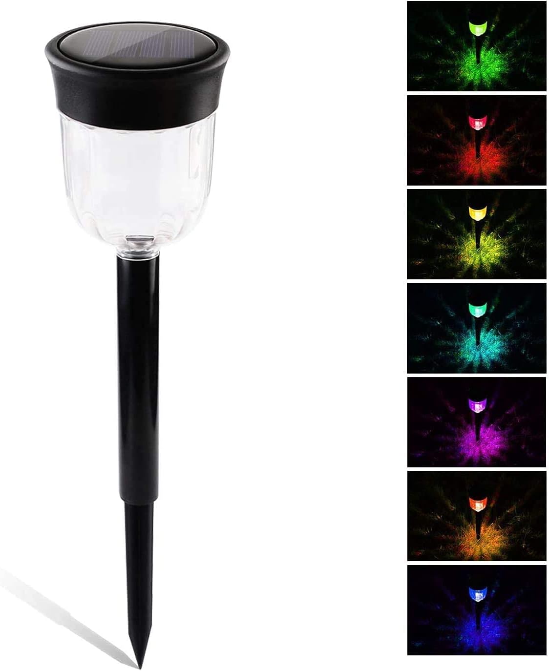 Solar Path Lights Outdoor,7 Color Solar Pathway Lights Outdoor Powered Lights Landscape Lighting Weatherproof Auto On/Off for Garden Lawn Patio Yard Walkway Sidewalk Driveway (4Pack)