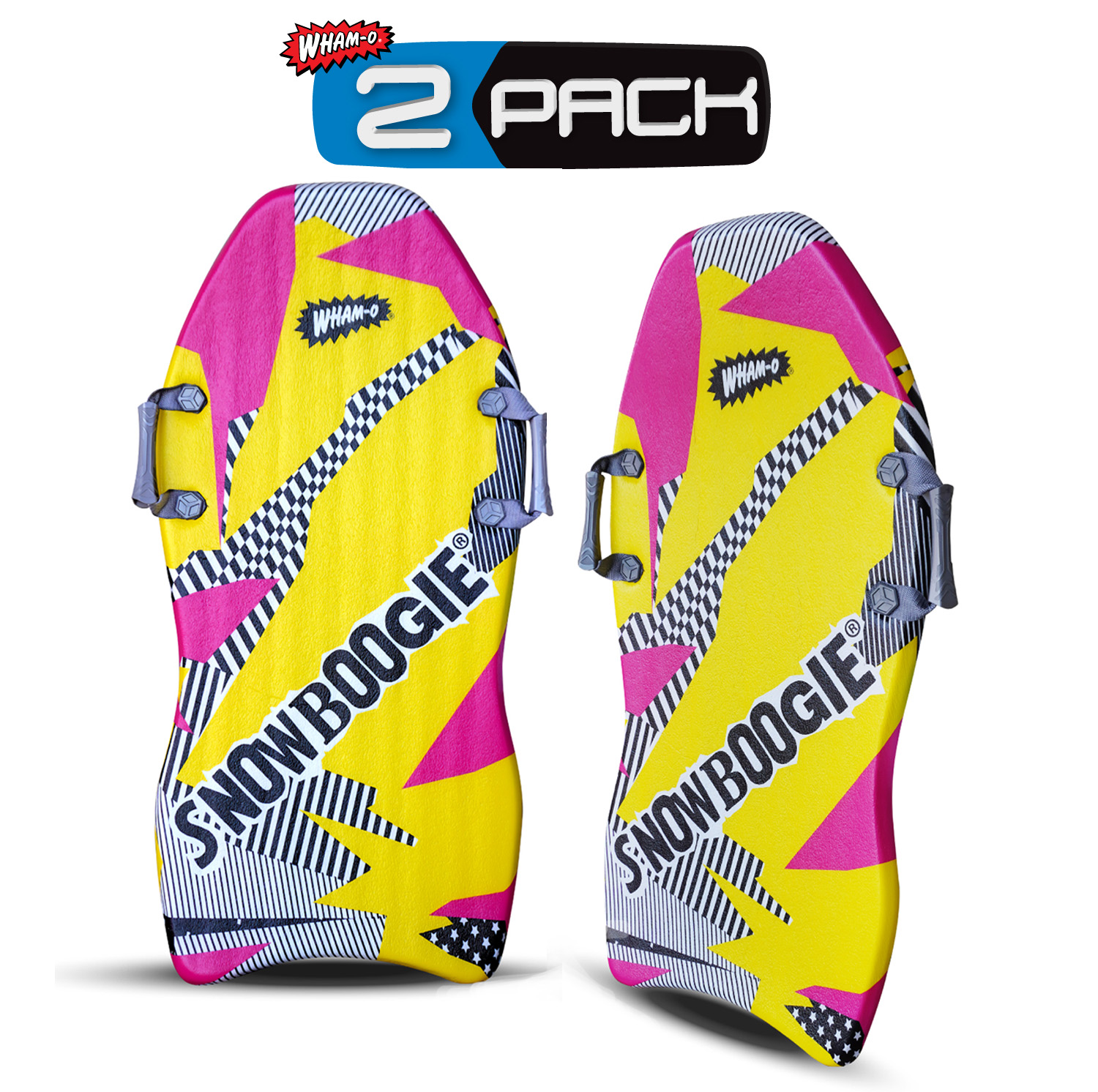 Snowboogie Wham-O Air Thunder 40" 2 Pack | Single Rider Snow Sleds with Side Handles | PE Foam Core for Better Comfort | Snow Sledding for Adults & Children ( YELLOW, 2PACK)