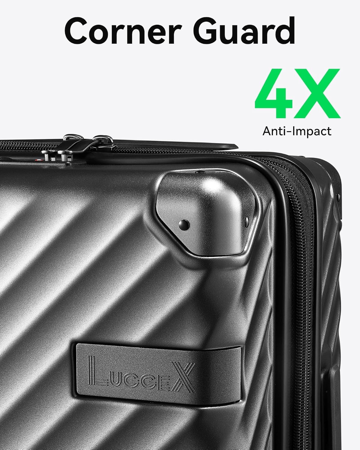 LUGGEX Carry On Luggage Sets 2 Piece - 100% Polycarbonate Expandable Hard Suitcases with Wheels (Black, 20/28)