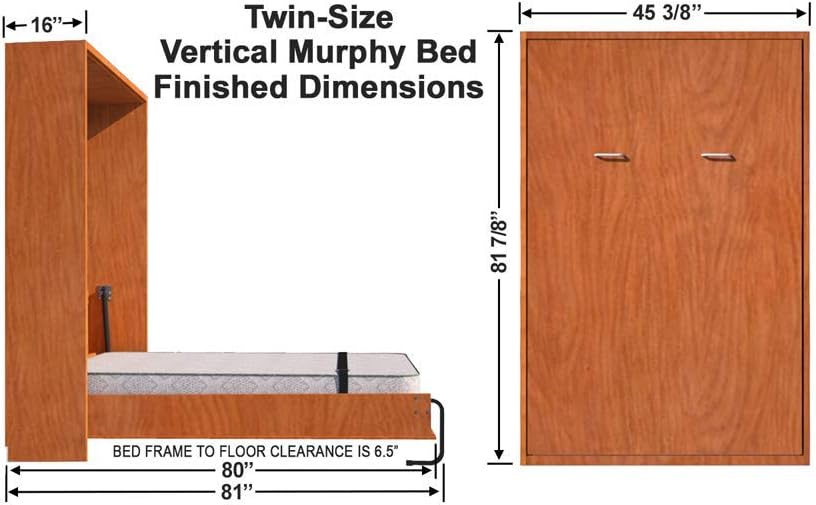 Murphy Bed Queen Size Hardware Kit - DIY Wood Frame Folding Cabinet Wall Bed for Guestroom Easy to Build, Made in USA