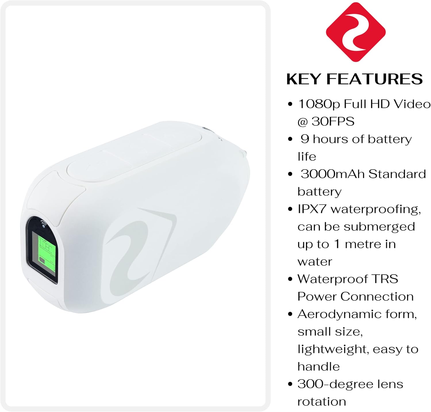 Drift Innovation Ghost XL Action Camera – 1080 Full HD Video Camera with Rotating Lens and Dash Cam Mode – IPX7 Waterproof Camera – 9 Hour Battery Life – 12MP Still Photos