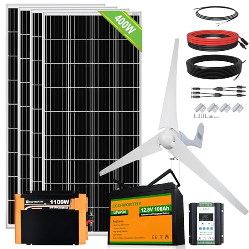 ECO-WORTHY 500W, 600W, 800W, 1000W, 1200W Solar Wind Power Complete Kit System