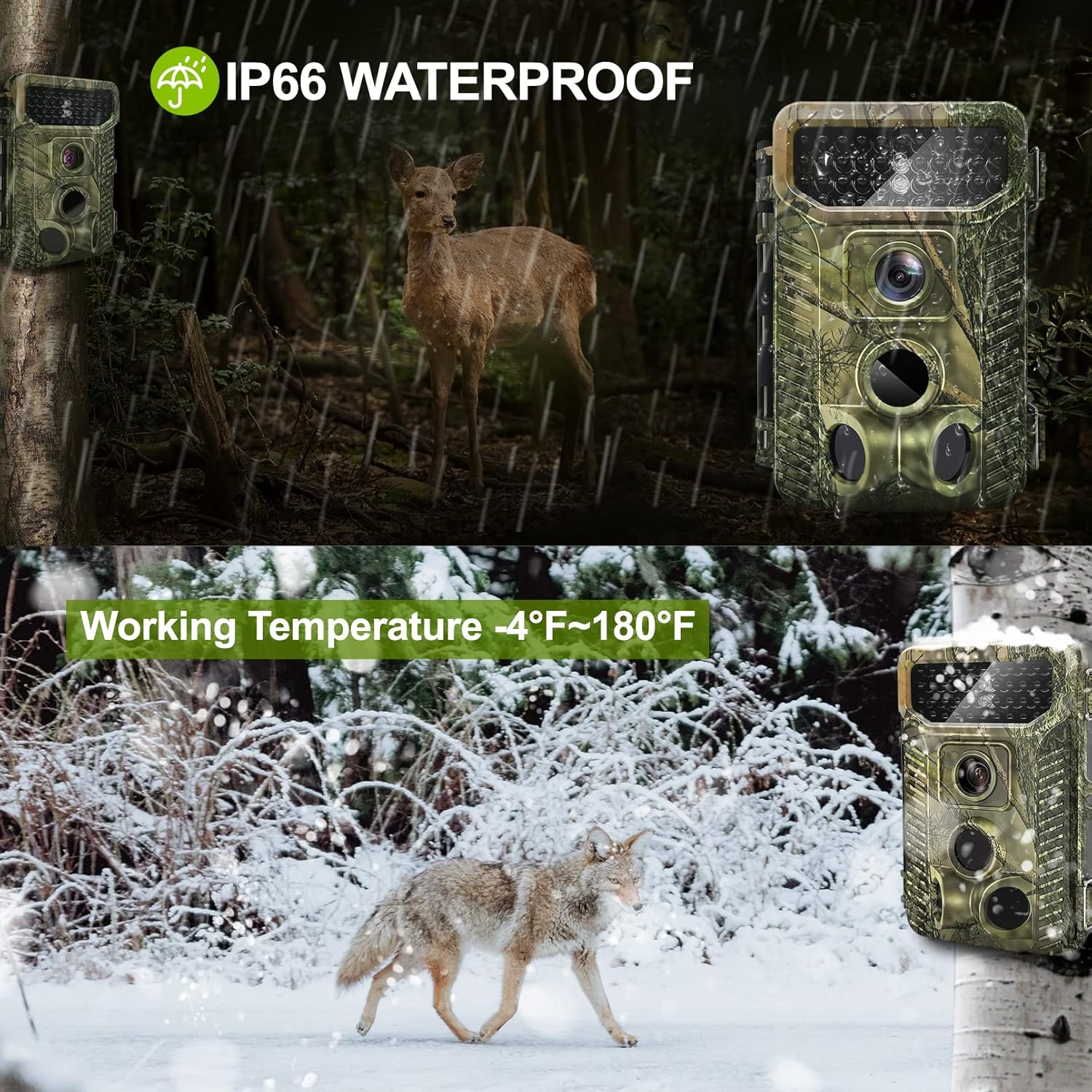 4K 32MP Trail Camera, 0.1s Trigger Motion Activated Game Hunting Camera with Night Vision 80ft No Glow Infrared, IP66 Waterproof Deer Wildlife Monitor Trail Cam, 120&deg; Wide View