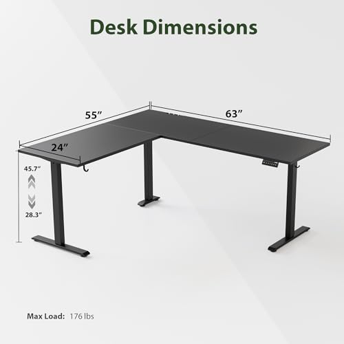 Agilestic L Shaped Electric Standing Desk with 2 Drawers, 63 Inch Ergonomic Adjustable Height Desk with Storage, Corner Desk Sit Stand up Computer Table for Work Office Home, Rustic Brown